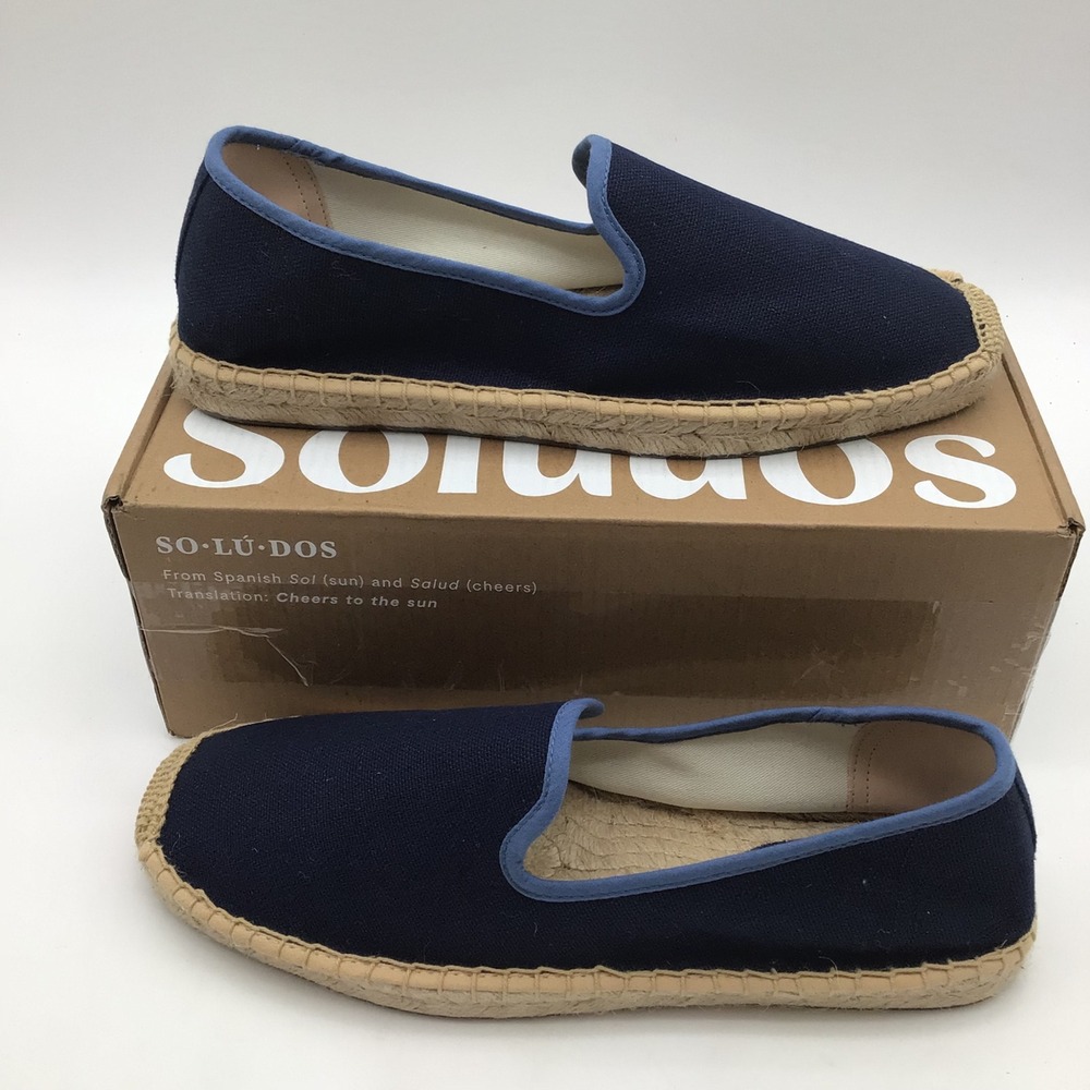 Soludos Womens The Smoking Slipper Espadrilles Blue Canvas Size 10 - 10.5 NEW